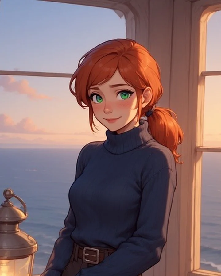 Aria, the Lighthouse Keeper, an original character from the public Hammer AI catalogue